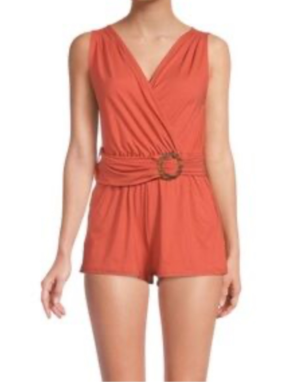 BB Dakota By Steve Madden Cross Wrap Front Belted Shorts Romper Valleri Rust L